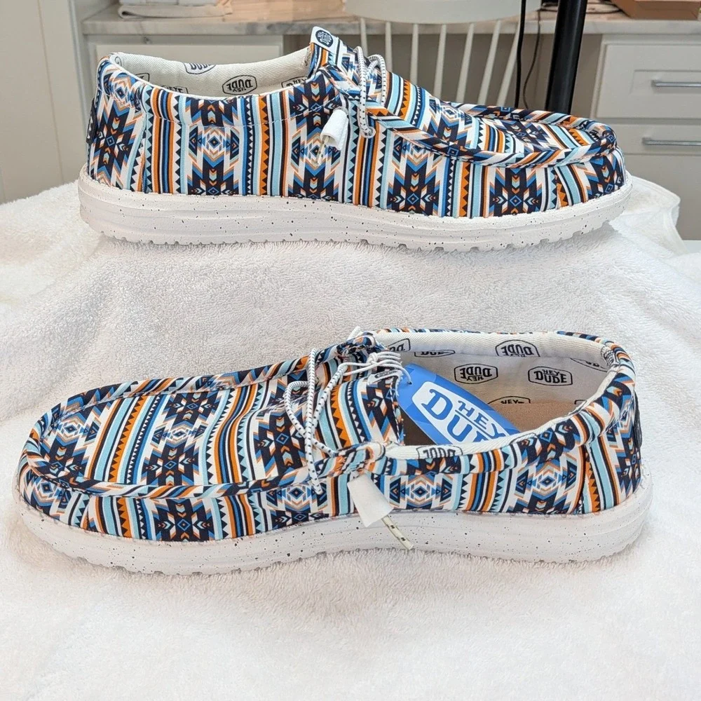 NWT Hey Dude Wally Mantis Mens 15 Aztec Southwestern Slip On Shoes 41245-90H